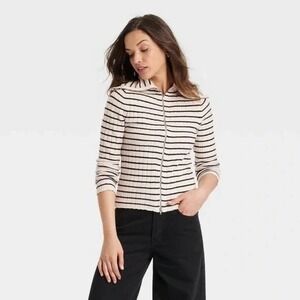 Women's Striped Double Zip Sweater XS – Universal Thread Fine Gauge Knit